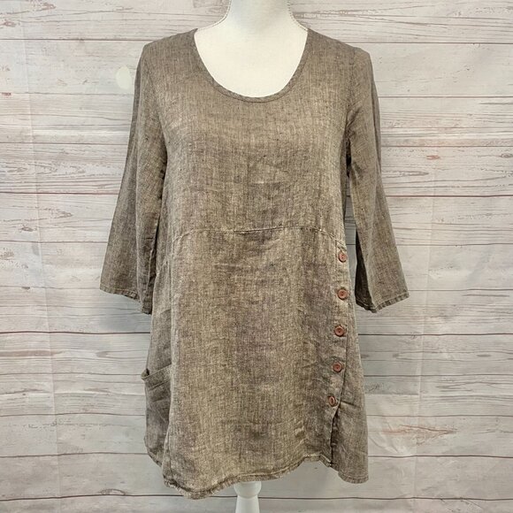Flax Linen Peasant Market Tunic - Picture 11 of 11